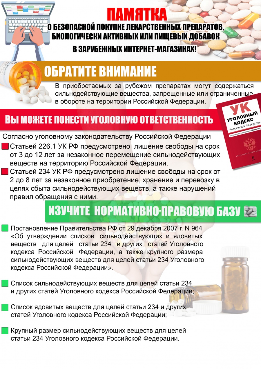 Памятка о безопасной покупке лекарственных препаратов, биологически активных или пищевых добавок в зарубежных интернет-магазинах!